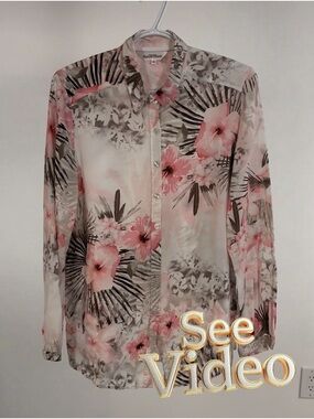 👛(ANY 2/$30)NORTHERN REFLECTIONS Pink| Floral Button-Down Shirt. See Video